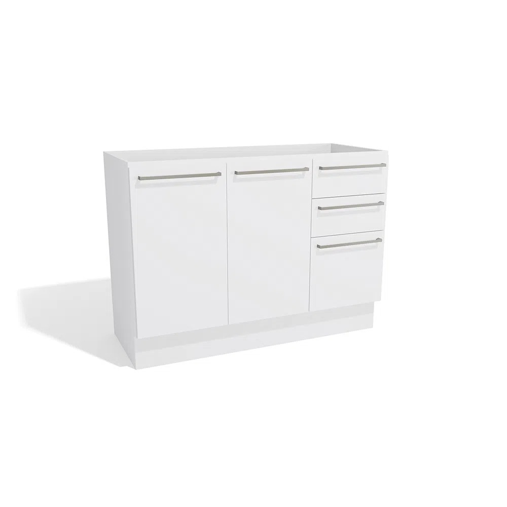 imagem de Balcão De Pia 2 Portas 3 Gavetas 120x52cm Branco - Kappesberg Suprema - L624-BR